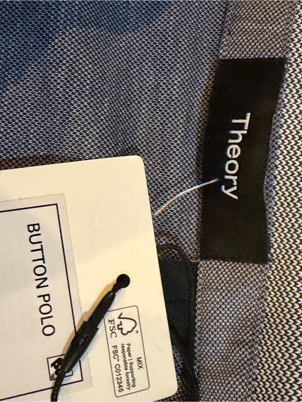 Theory Men's Heather Gray Polo with Contrast Collar size m - Picture 2 of 3